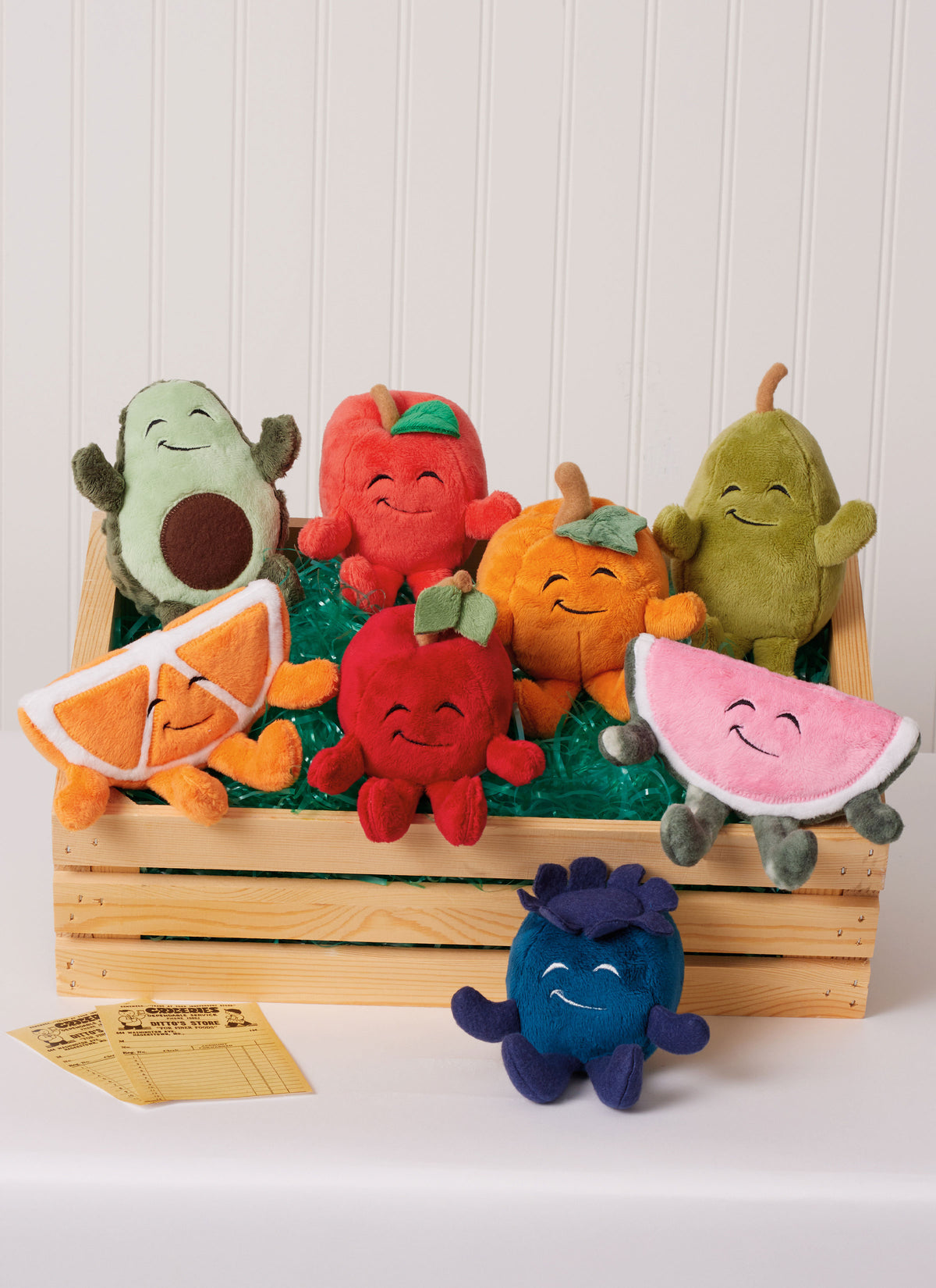 Simplicity S3184 pattern envelope showing small plush fruit toys