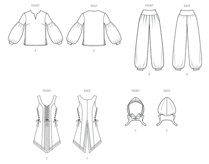 Simplicity S3189 pattern envelope showing misses' costumes with billowy sleeves