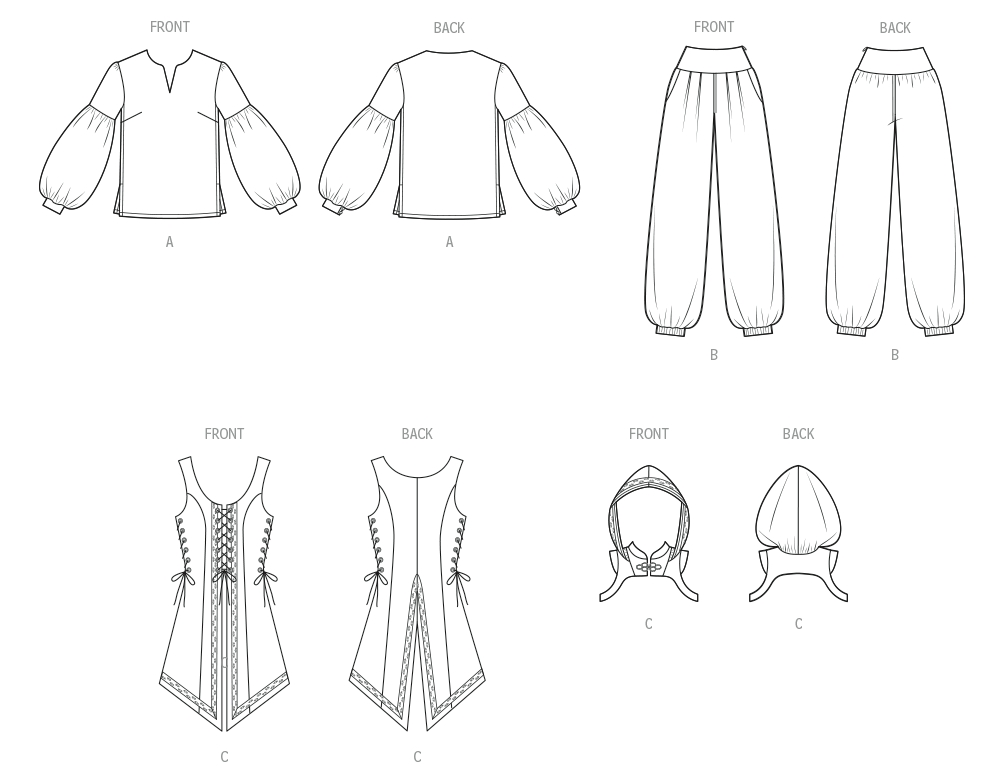 Simplicity S3189 pattern envelope showing misses' costumes with billowy sleeves