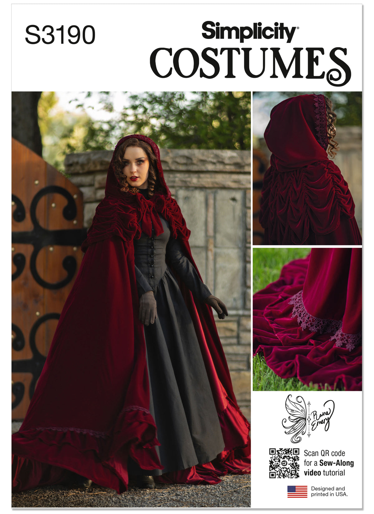 Simplicity S3190 pattern envelope showing misses' costumes with ruffles and bow