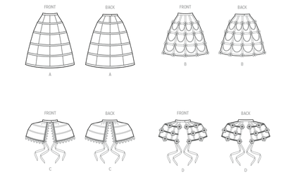 Simplicity S3192 pattern envelope showing hooped costume skirts