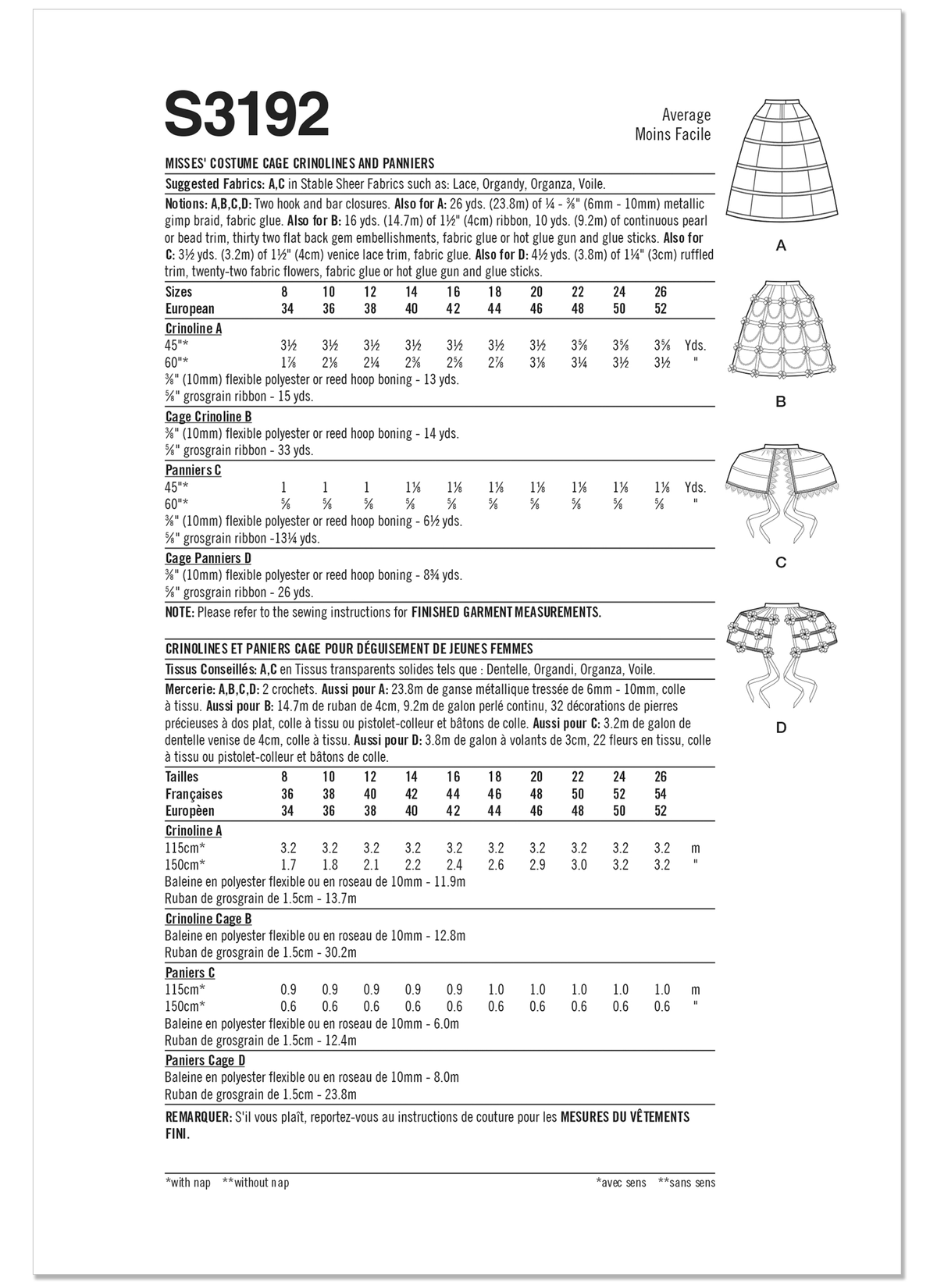 Simplicity S3192 pattern envelope showing hooped costume skirts