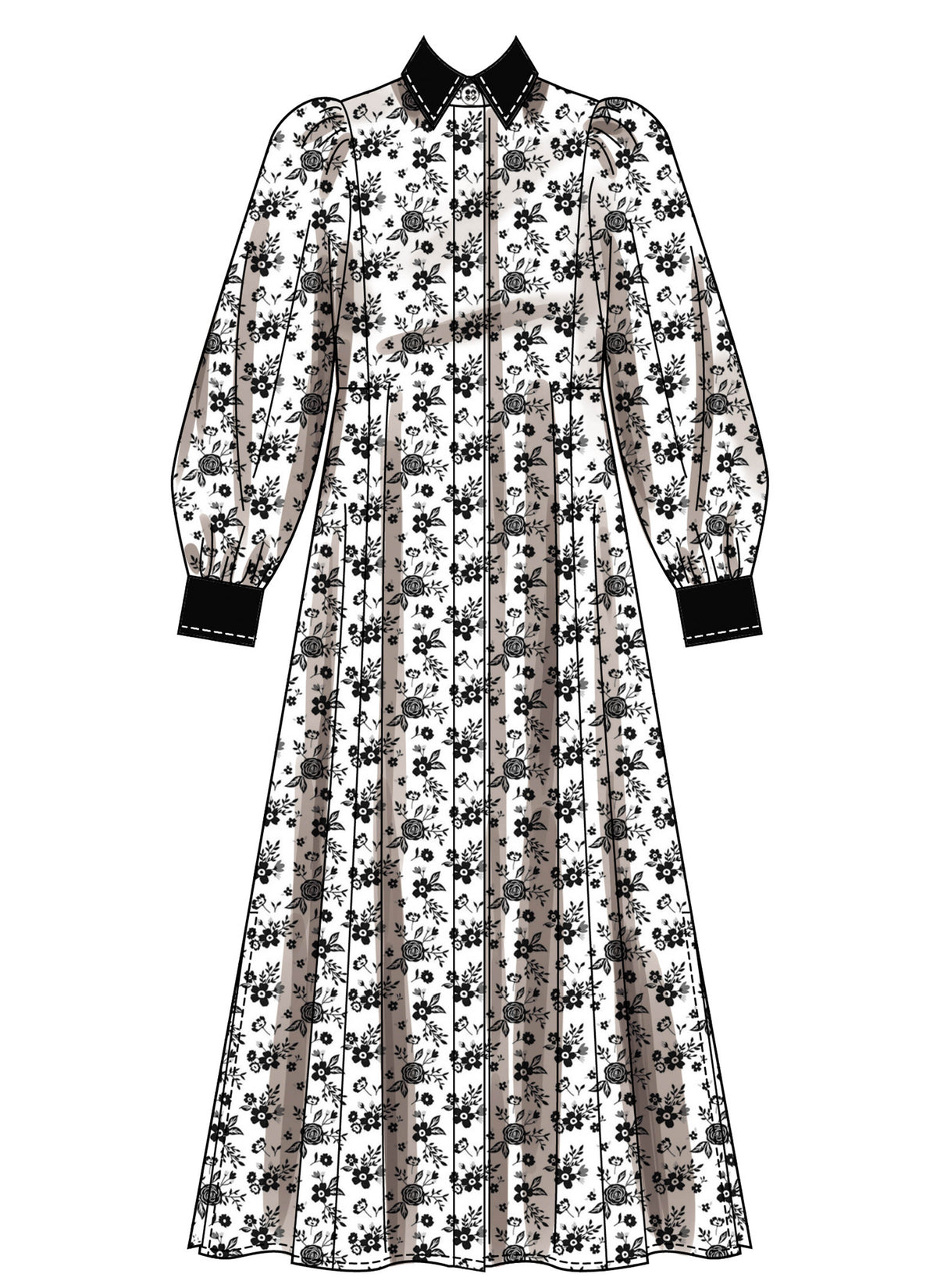 Simplicity S3193 pattern envelope showing button front dresses with puffed sleeves