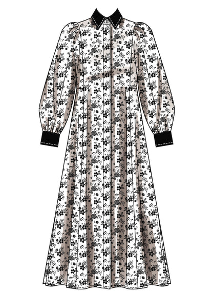 Simplicity S3193 pattern envelope showing button front dresses with puffed sleeves