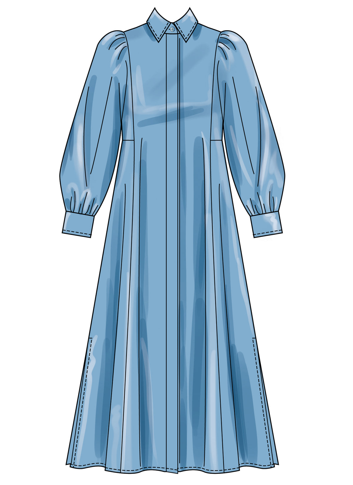 Simplicity S3193 pattern envelope showing button front dresses with puffed sleeves