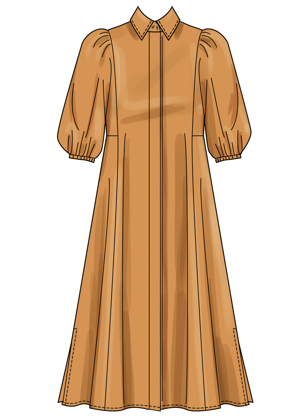 Simplicity S3193 pattern envelope showing button front dresses with puffed sleeves