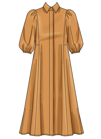 Simplicity S3193 pattern envelope showing button front dresses with puffed sleeves