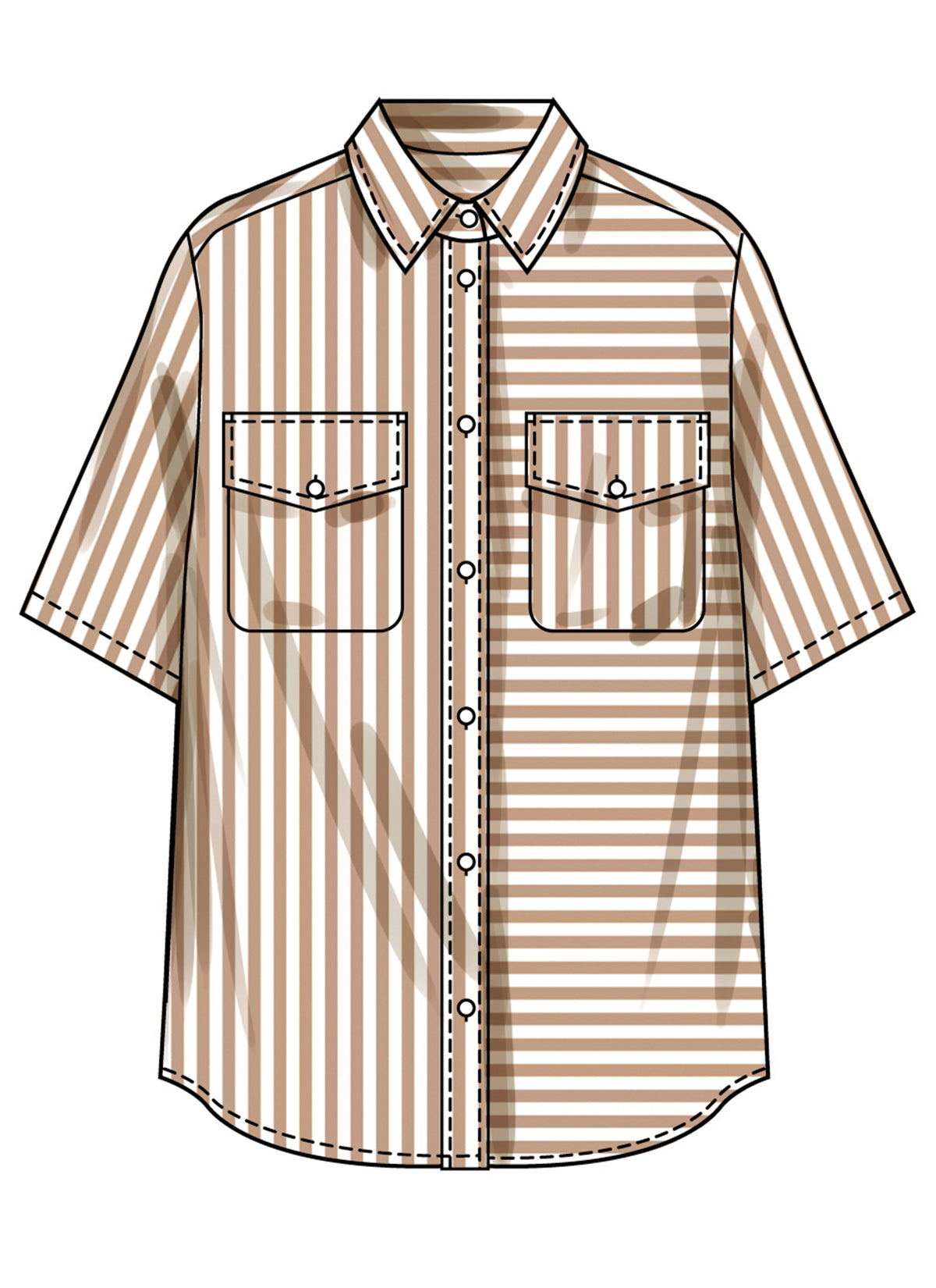 Simplicity S3194 pattern envelope showing button front shirts