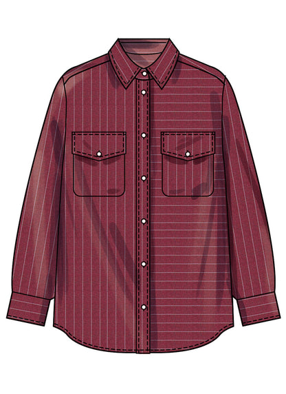 Simplicity S3194 pattern envelope showing button front shirts