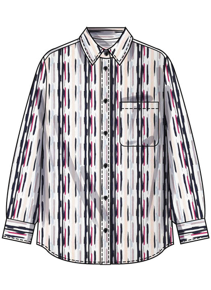 Simplicity S3194 pattern envelope showing button front shirts