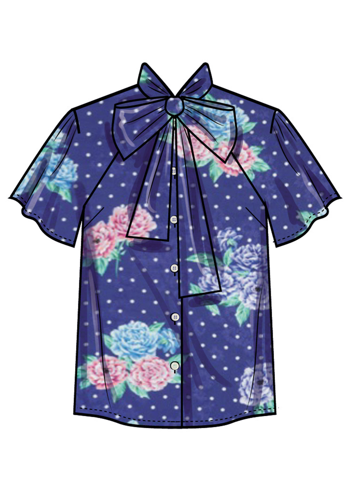 Simplicity S3195 pattern envelope showing blouses with bow tie collars