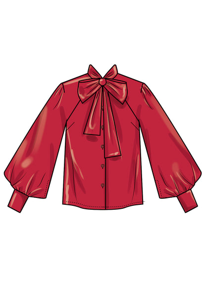 Simplicity S3195 pattern envelope showing blouses with bow tie collars