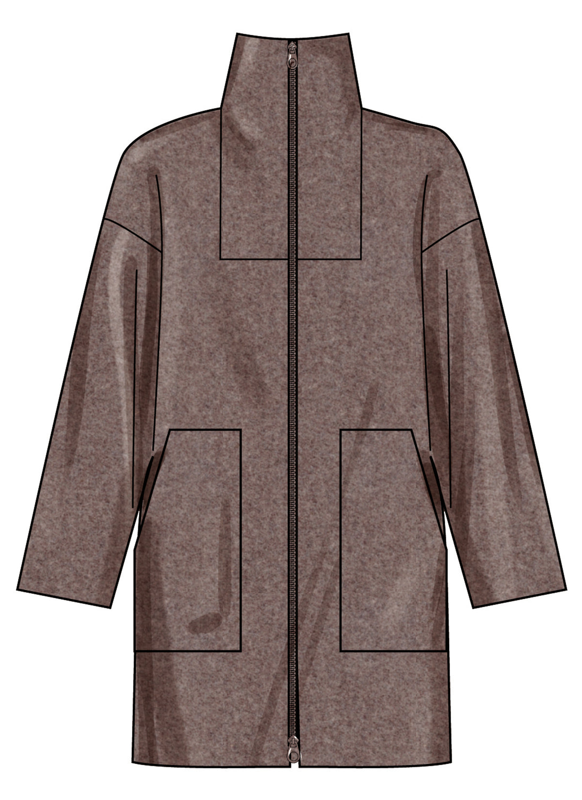 Simplicity S3196 pattern envelope showing high collar zip front jackets