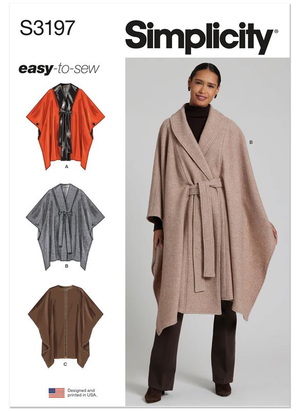 Simplicity S3197 pattern envelope showing open front jackets