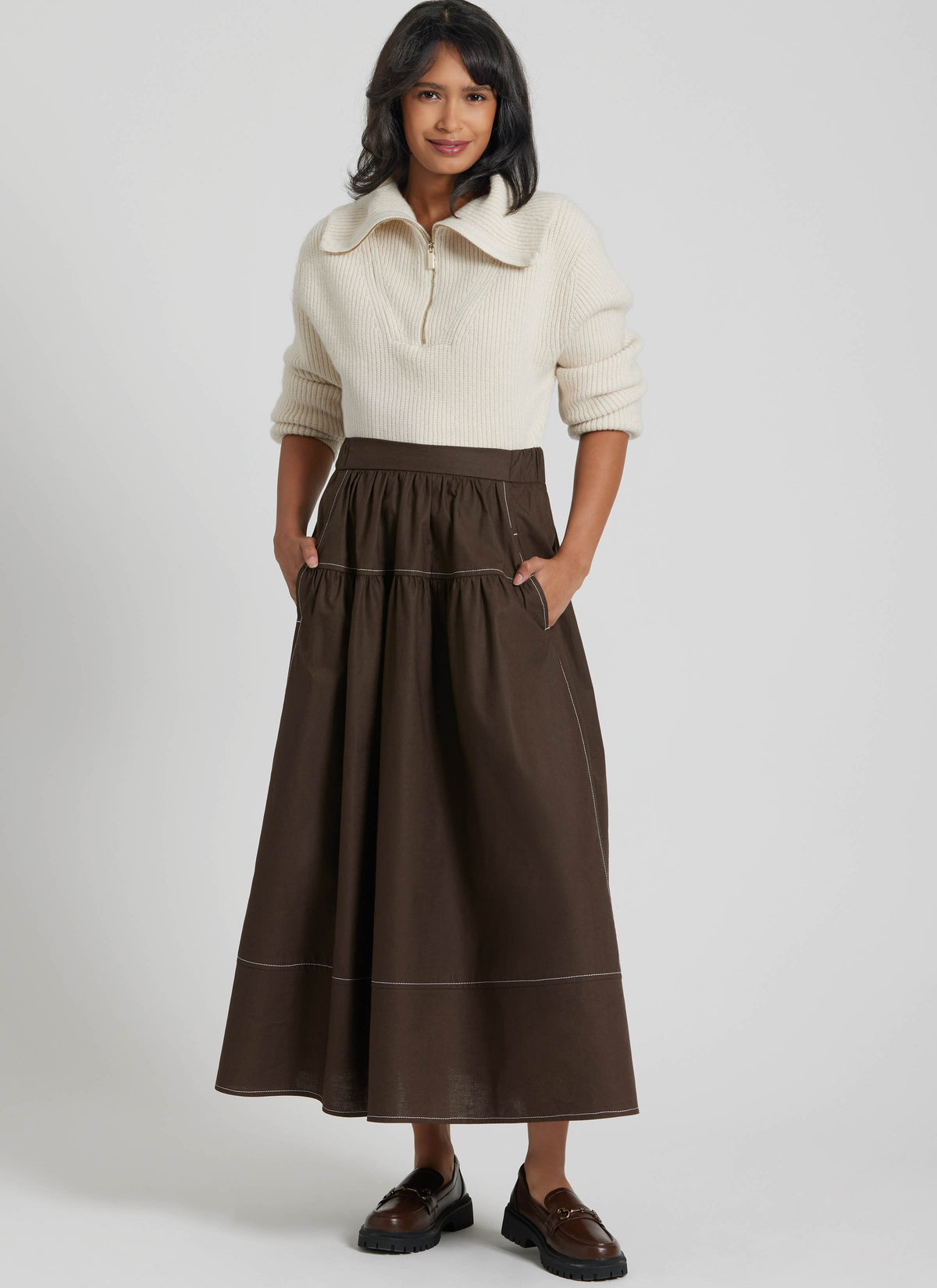 Simplicity S3198 pattern envelope showing gathered skirts with yoked waistbands
