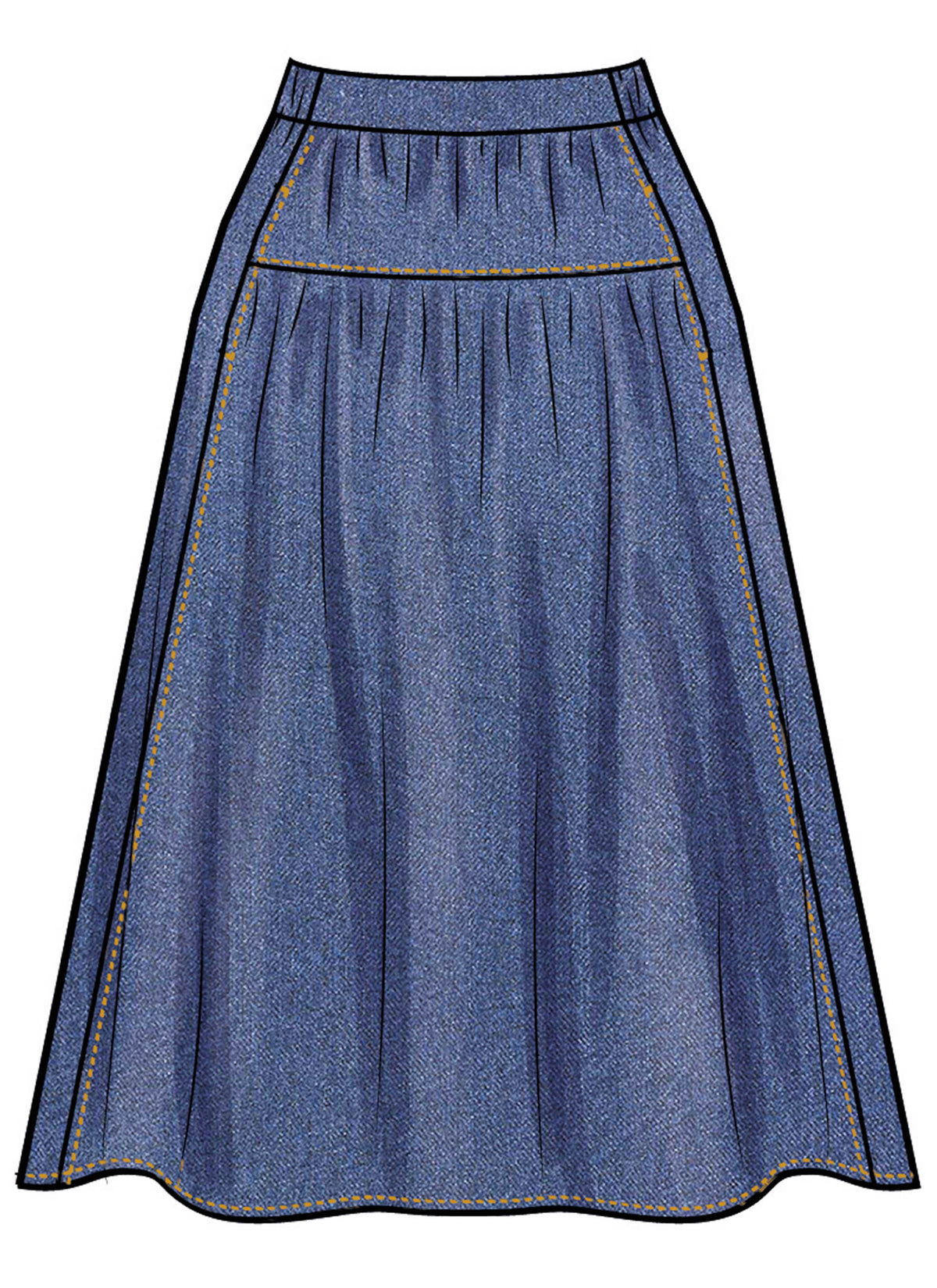 Simplicity S3198 pattern envelope showing gathered skirts with yoked waistbands