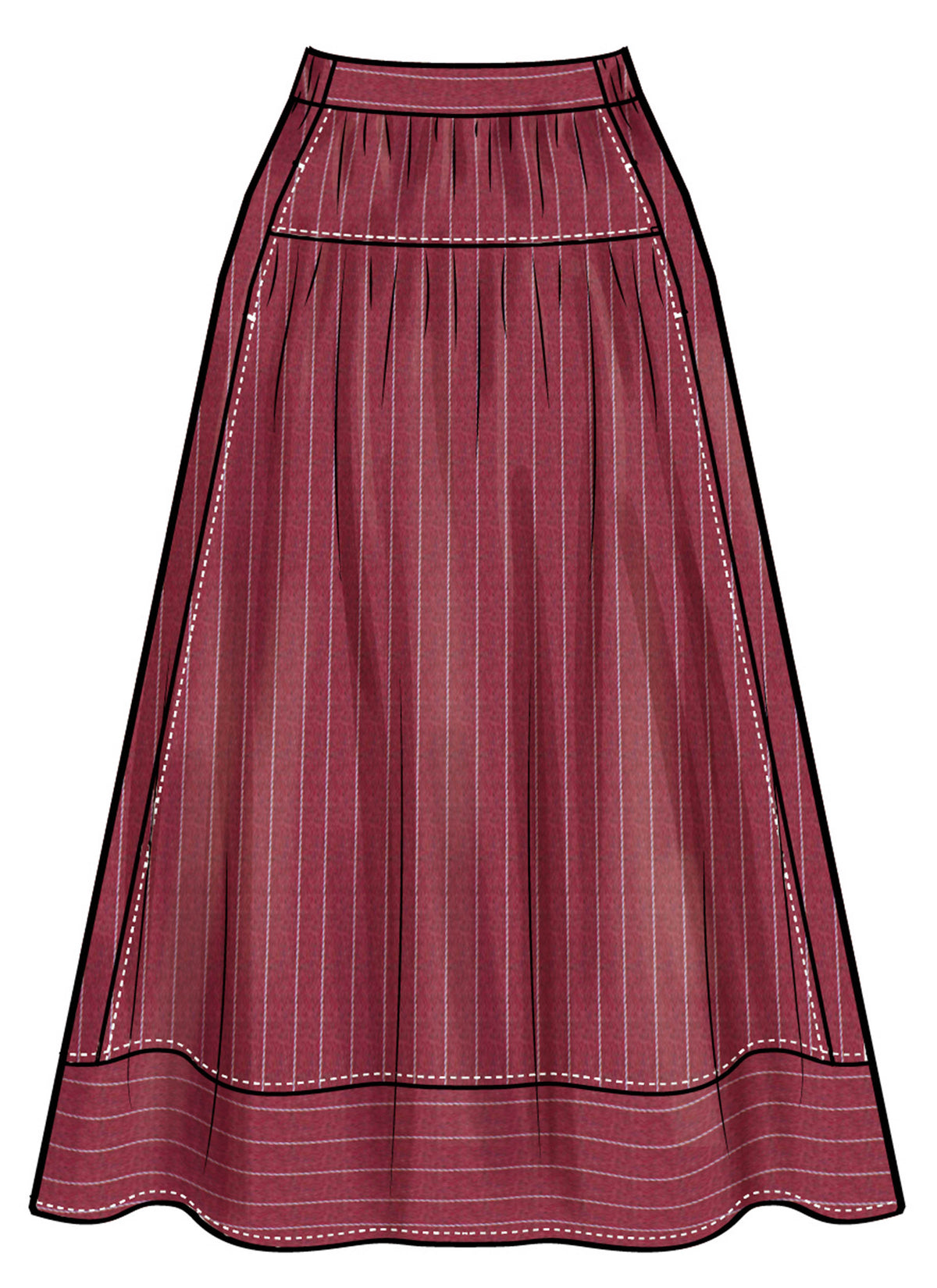 Simplicity S3198 pattern envelope showing gathered skirts with yoked waistbands