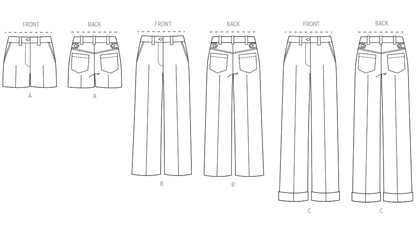 Simplicity S3199 pattern envelope showing low-rise trousers and shorts