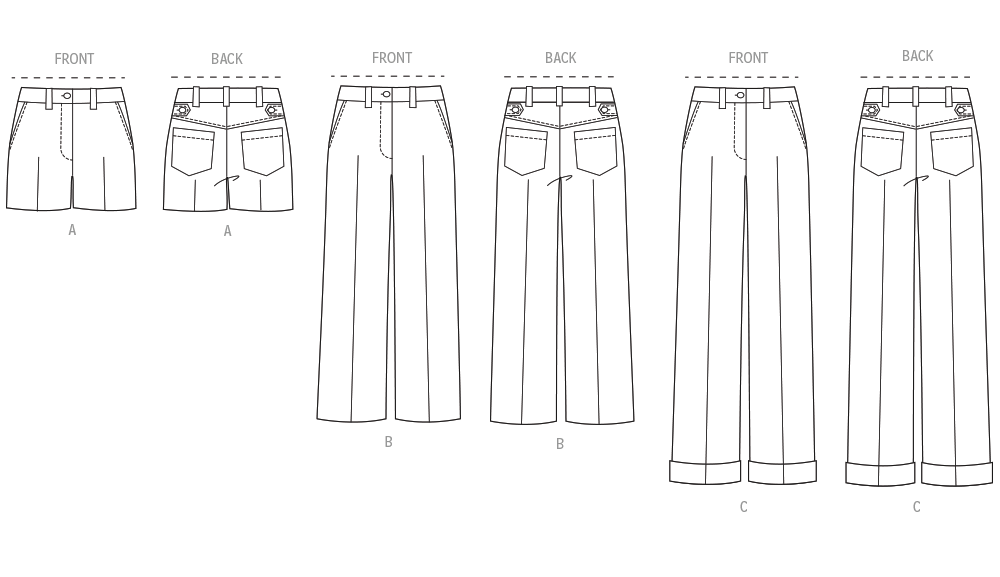 Simplicity S3199 pattern envelope showing low-rise trousers and shorts
