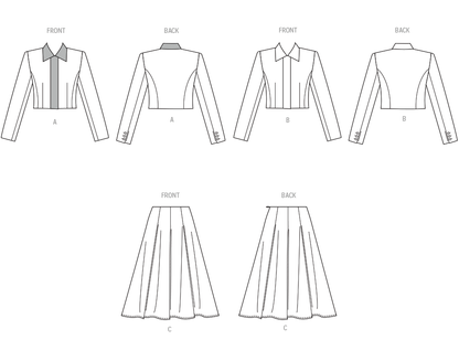 Simplicity S3201 pattern envelope showing tailored jackets with pointed collars