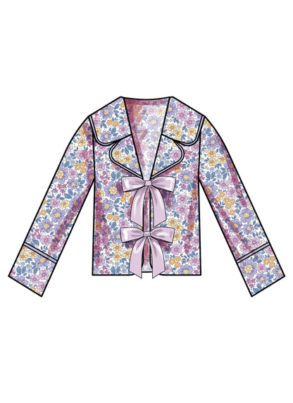 Simplicity S3202 pattern envelope showing children's pyjamas with piped lapels