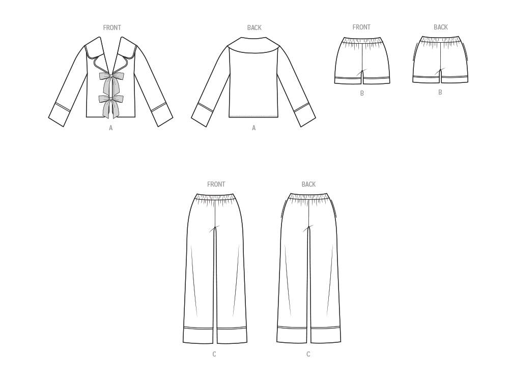 Simplicity S3202 pattern envelope showing children's pyjamas with piped lapels