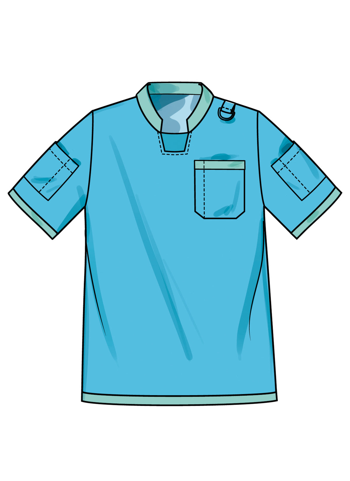 Simplicity S3203 pattern envelope showing unisex utility tops with pockets