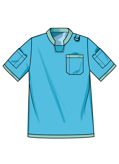 Simplicity S3203 pattern envelope showing unisex utility tops with pockets