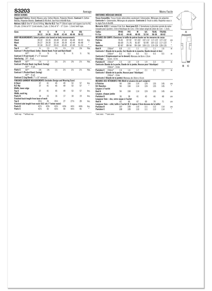 Simplicity S3203 pattern envelope showing unisex utility tops with pockets