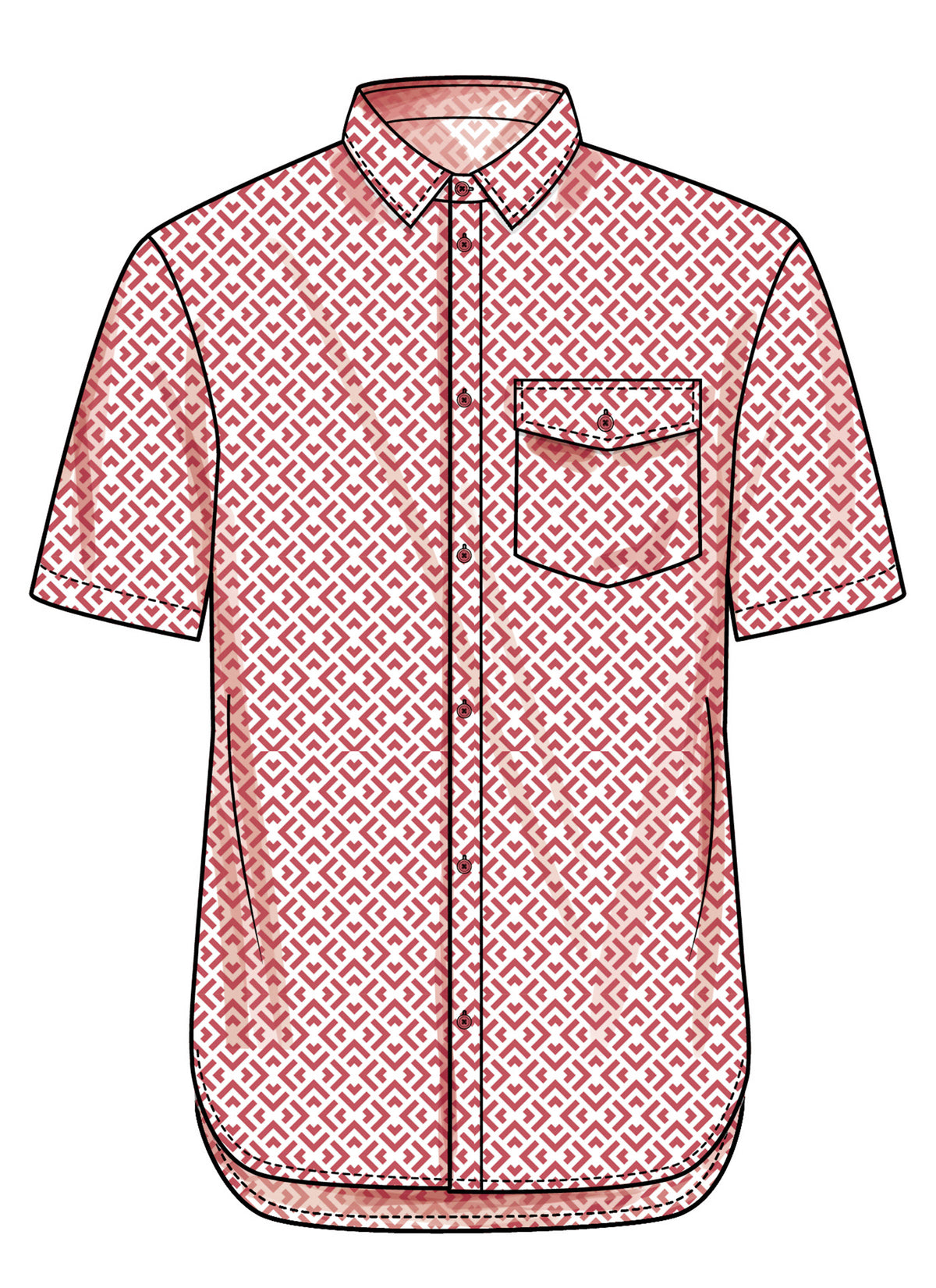 Simplicity S3206 pattern envelope showing men's shirts with chest pockets