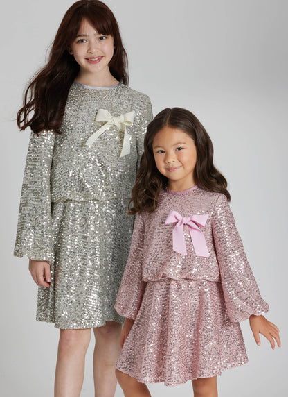Simplicity S3210 pattern envelope showing girls' sequin two-piece dresses