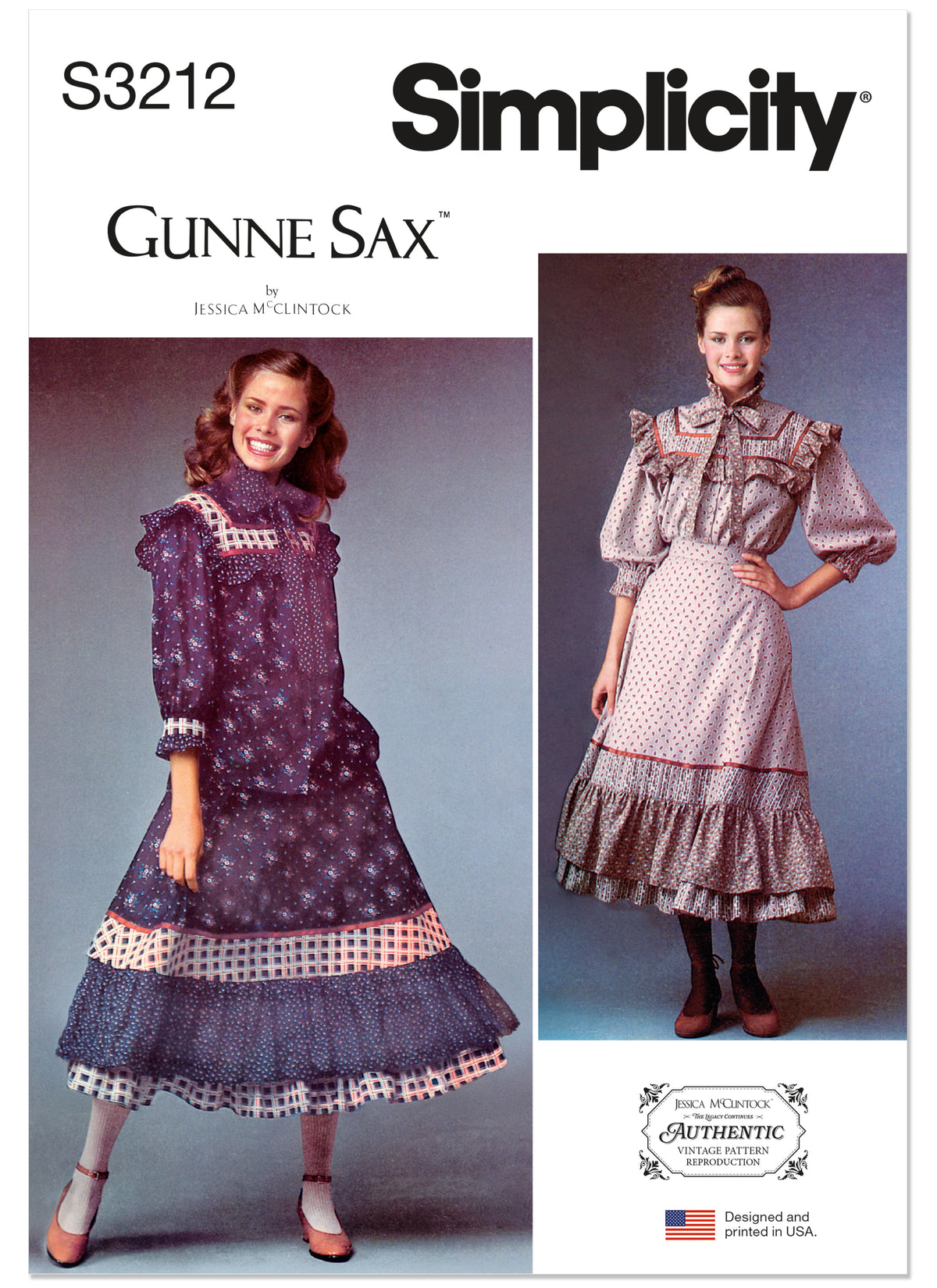 Simplicity S3212 vintage 1970s Gunne Sax two-piece dress pattern envelope