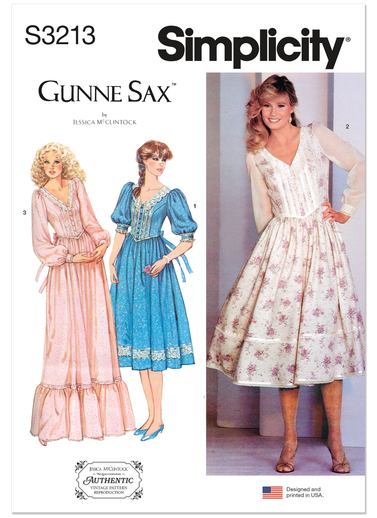 Simplicity S3213 vintage 1980s Gunne Sax dress pattern envelope