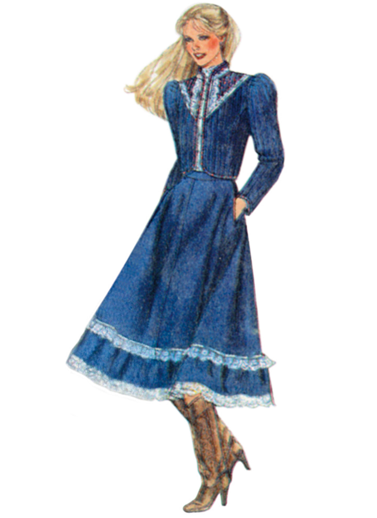Simplicity S3214 vintage 1980s Gunne Sax skirt, blouse and jacket pattern envelope