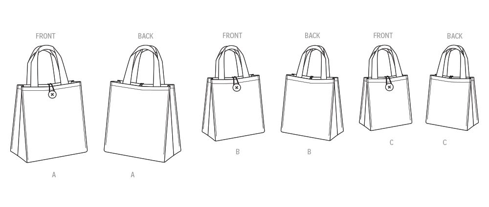 Simplicity S3217 pattern envelope showing structured tote bags in three sizes