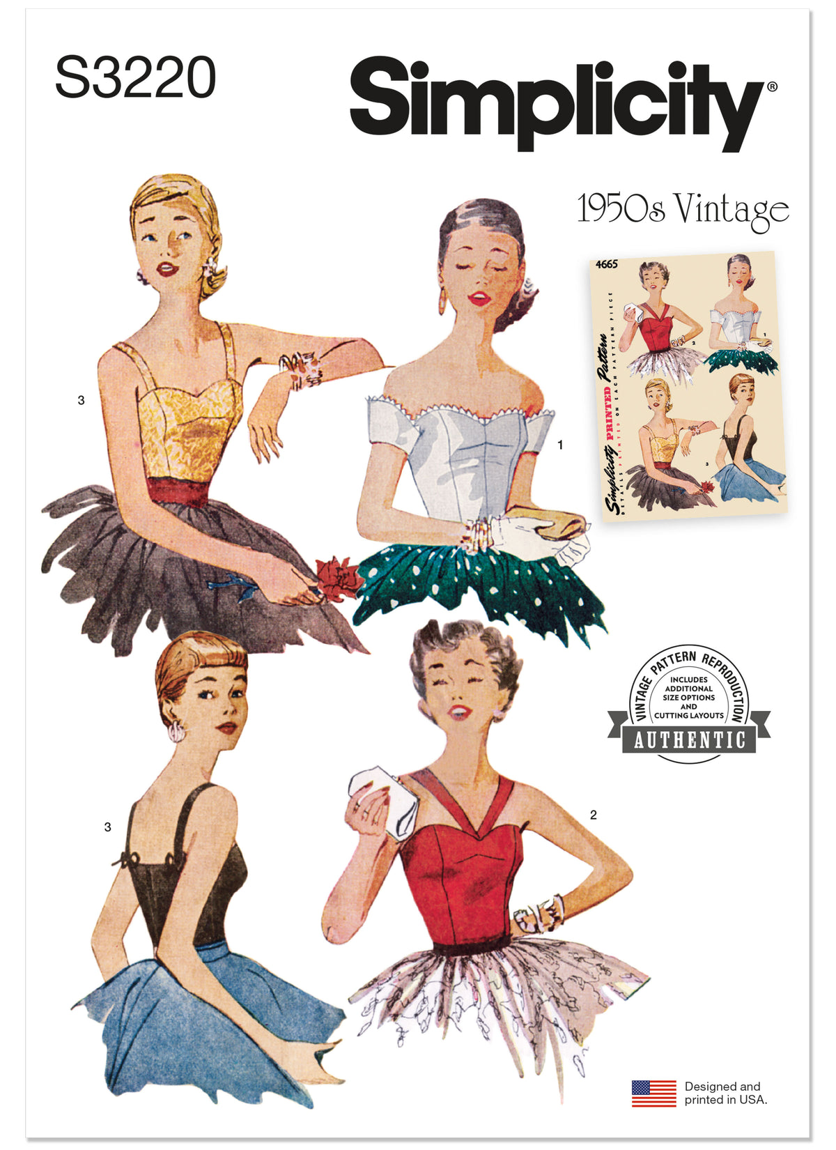 Simplicity S3220 vintage 1950s blouse pattern envelope