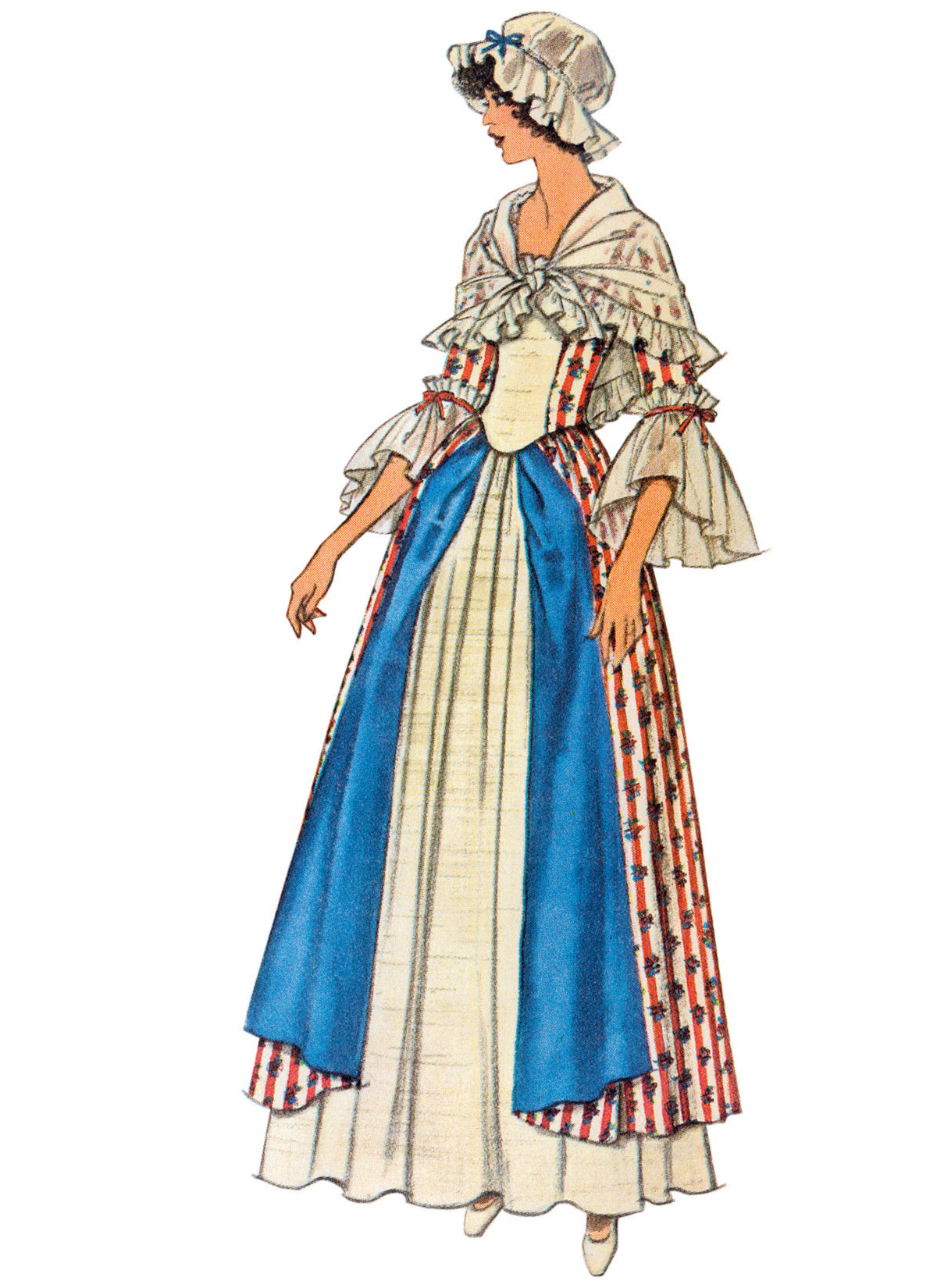 Simplicity S3226 costume pattern envelope showing colonial-style gowns with caps and shawls