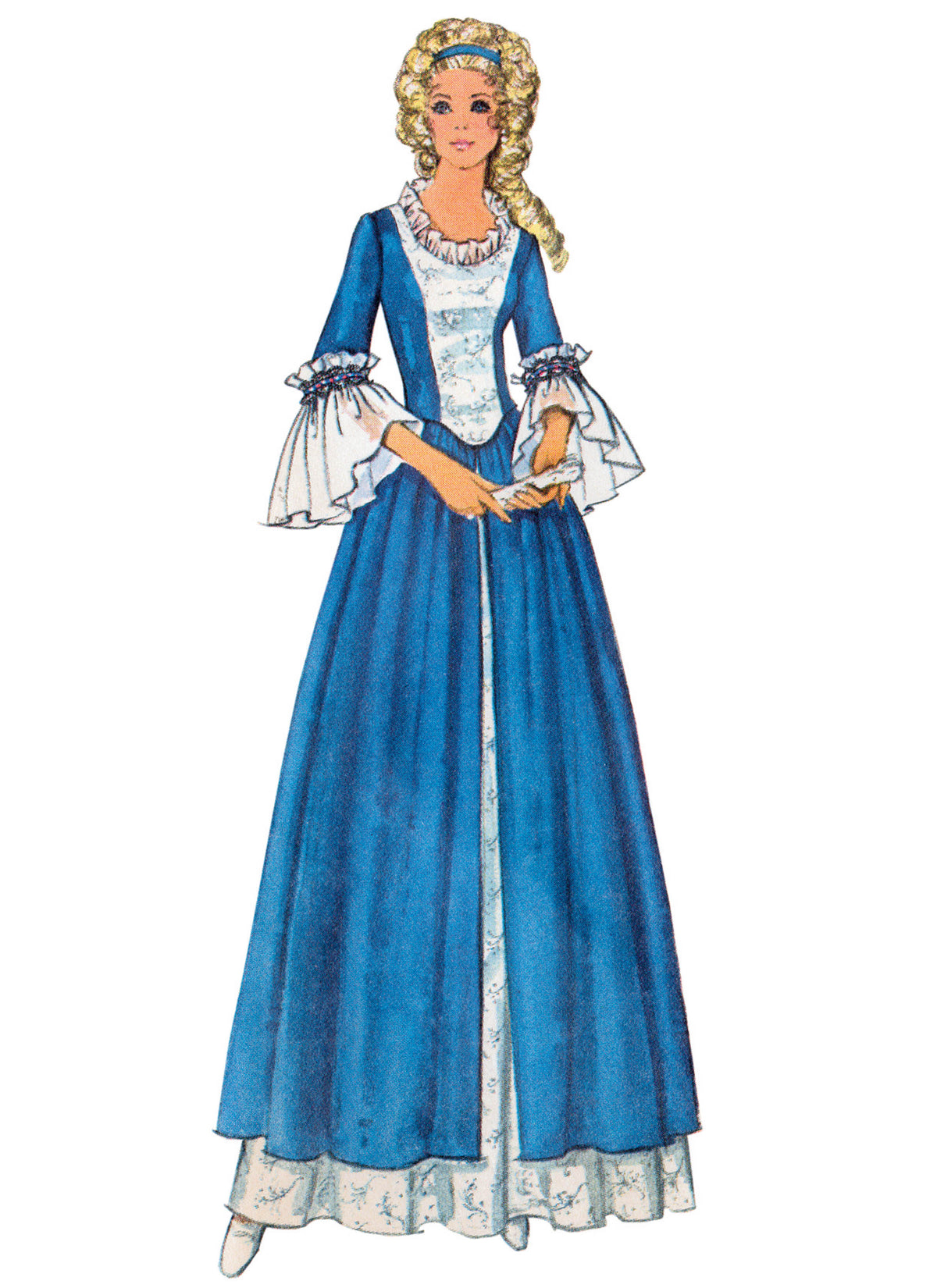 Simplicity S3226 costume pattern envelope showing colonial-style gowns with caps and shawls
