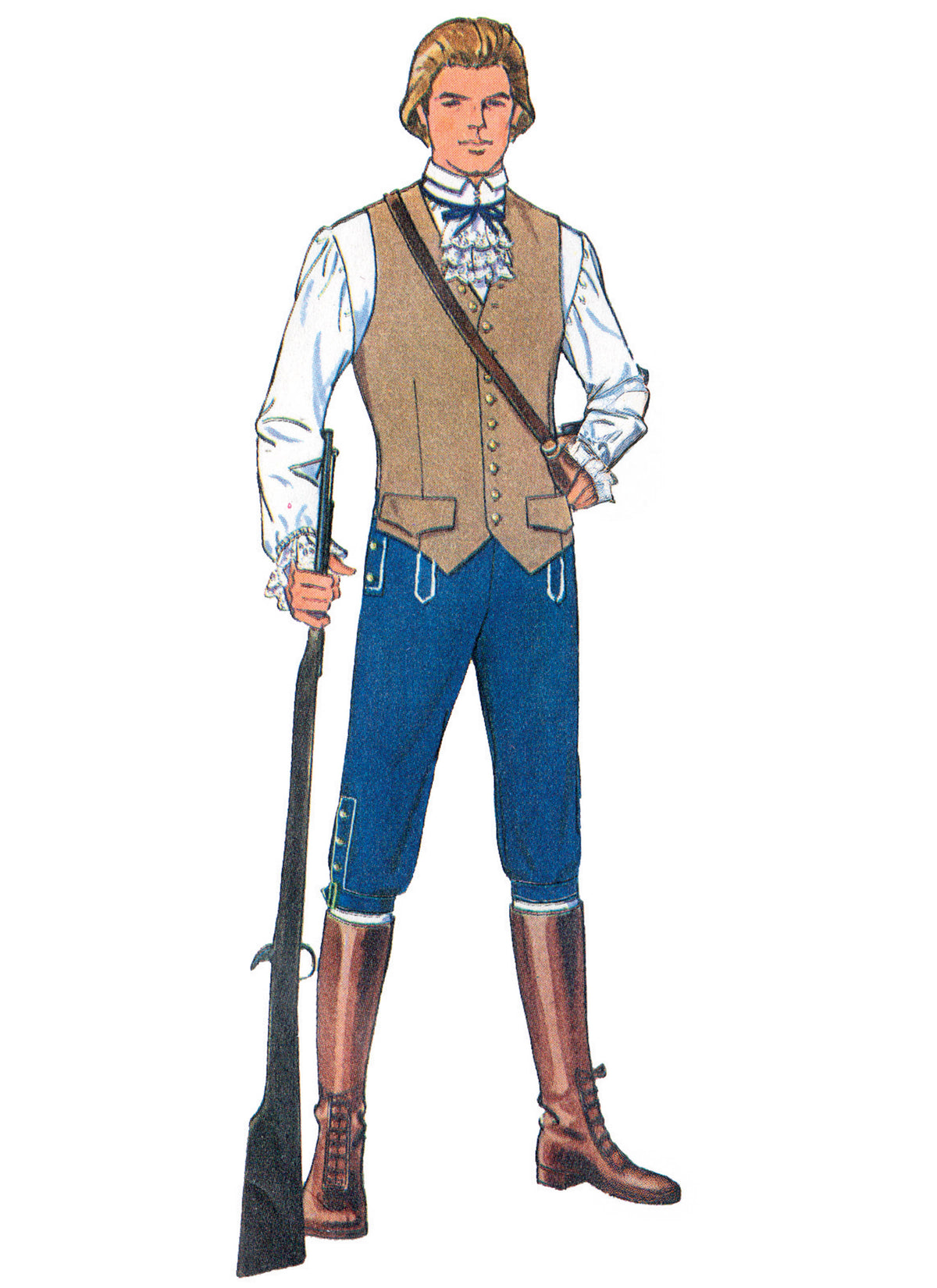 Simplicity S3227 costume pattern envelope showing men's colonial coats, waistcoats and breeches