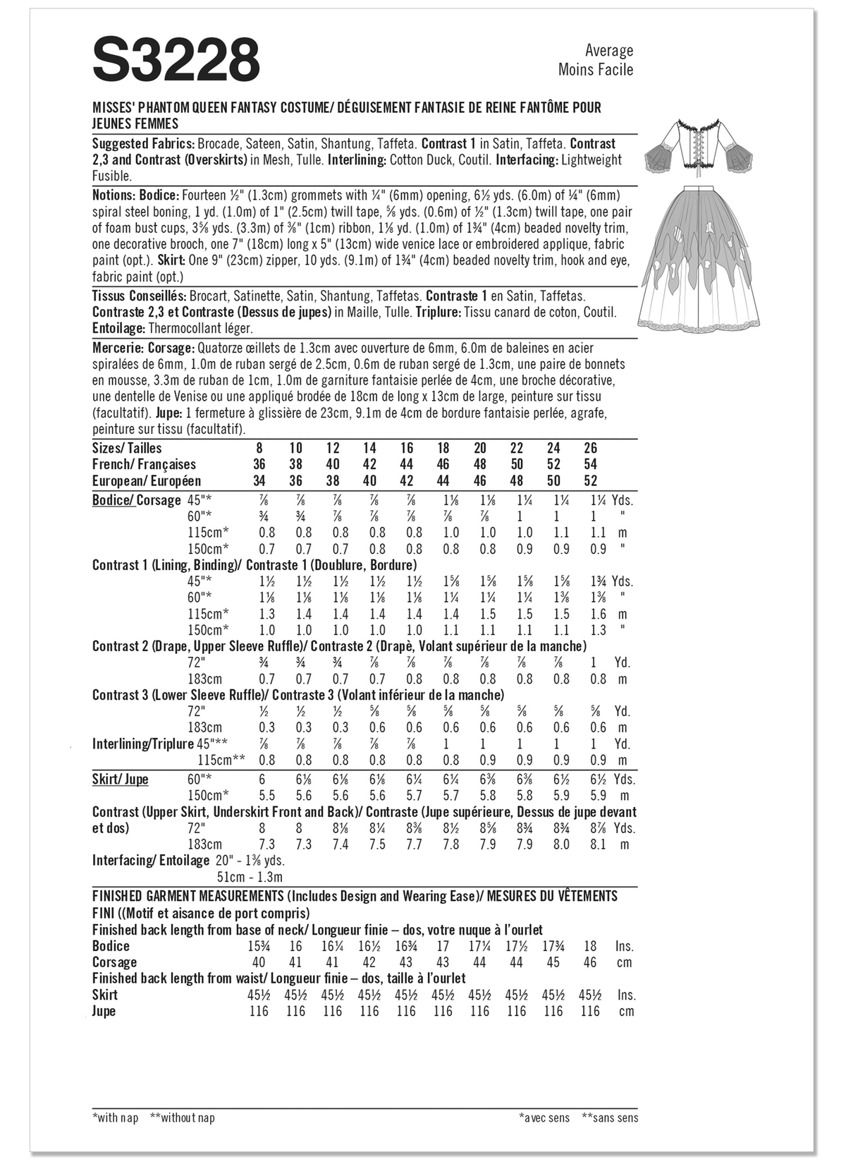 Simplicity S3228 women's costume pattern envelope