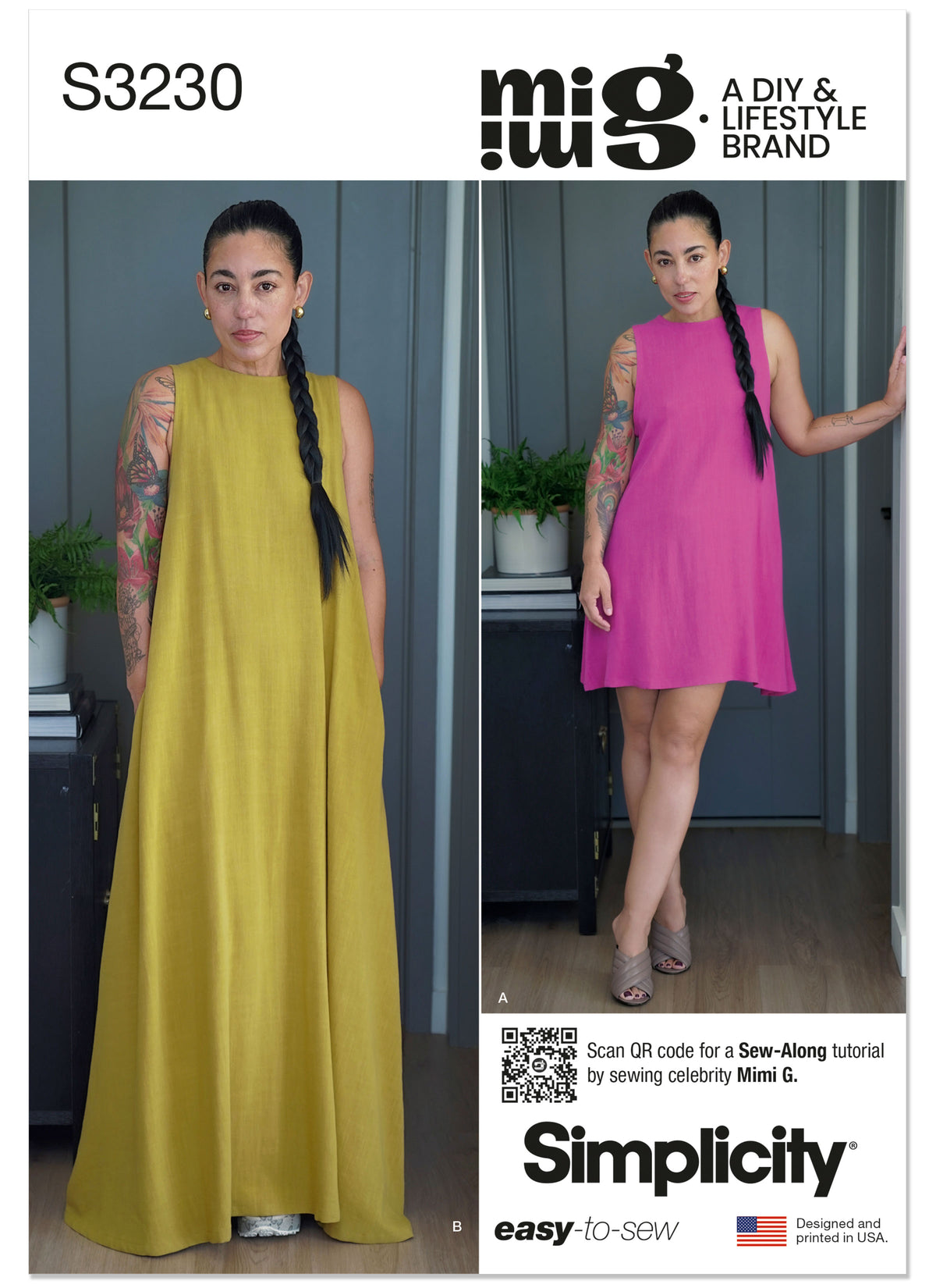 Simplicity S3230 sleeveless tent dress pattern envelope