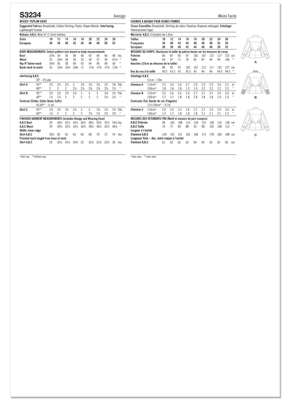 Simplicity S3234 collared shirt pattern envelope