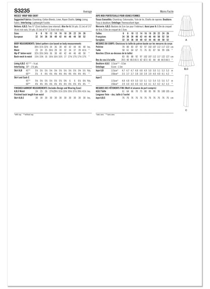 Simplicity S3235 sewing pattern envelope showing a skirt or trousers