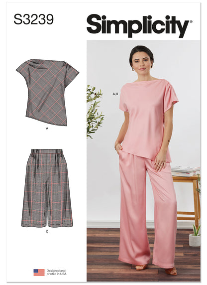 Simplicity S3239 sewing pattern envelope showing a relaxed co-ord set