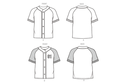 Simplicity S3241 sewing pattern envelope showing a baseball-style shirt