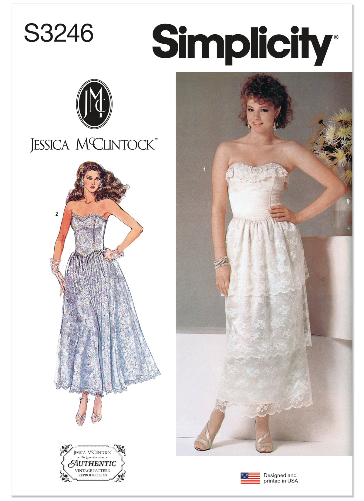 Simplicity S3246 sewing pattern envelope showing a lined dress