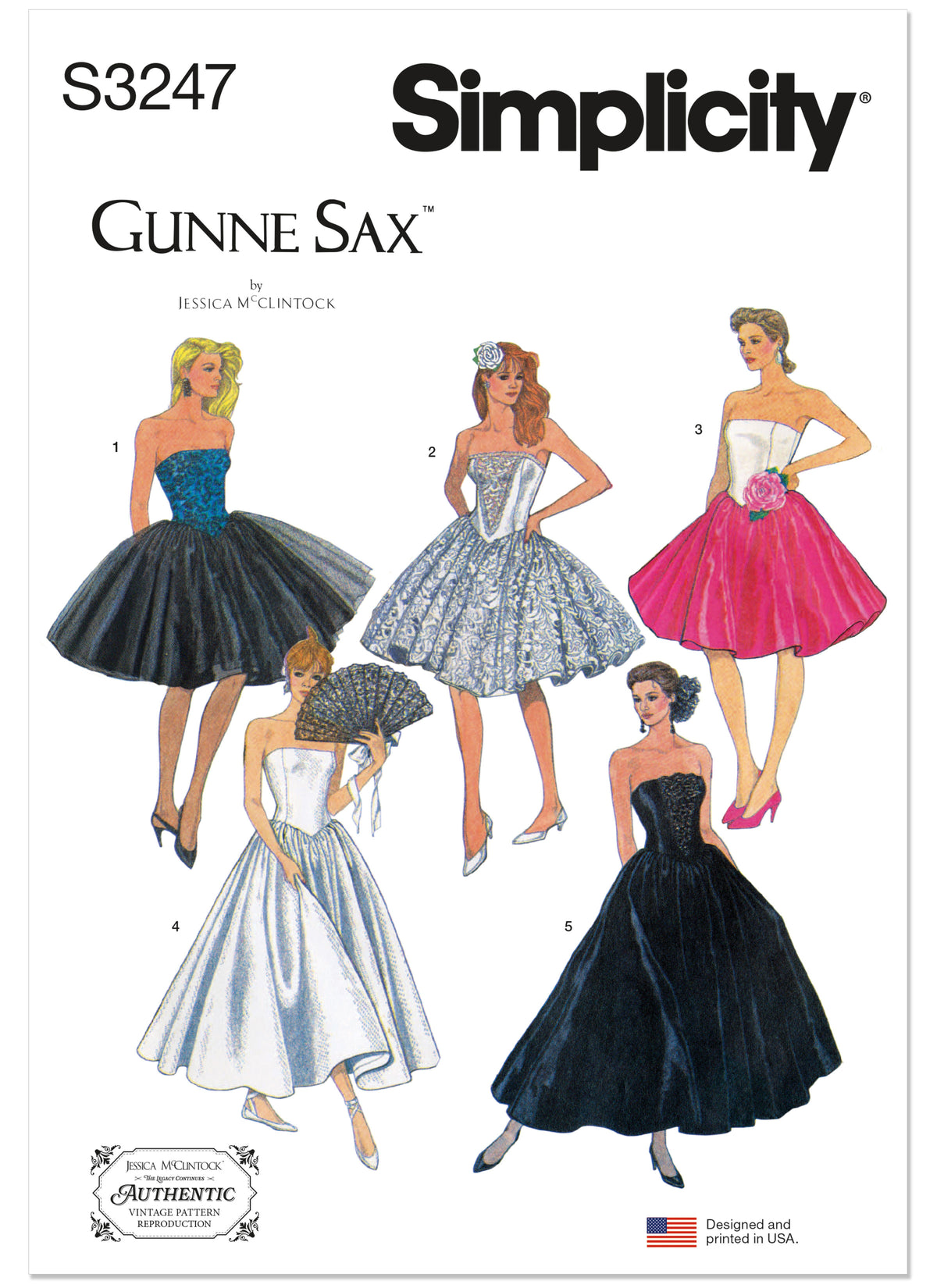 Simplicity S3247 sewing pattern envelope showing a dress