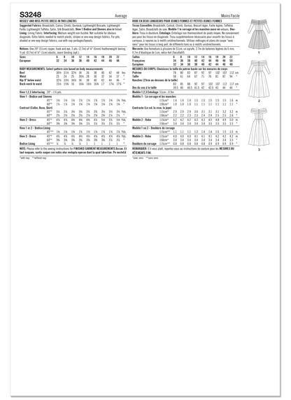 Simplicity S3248 sewing pattern envelope showing a dress