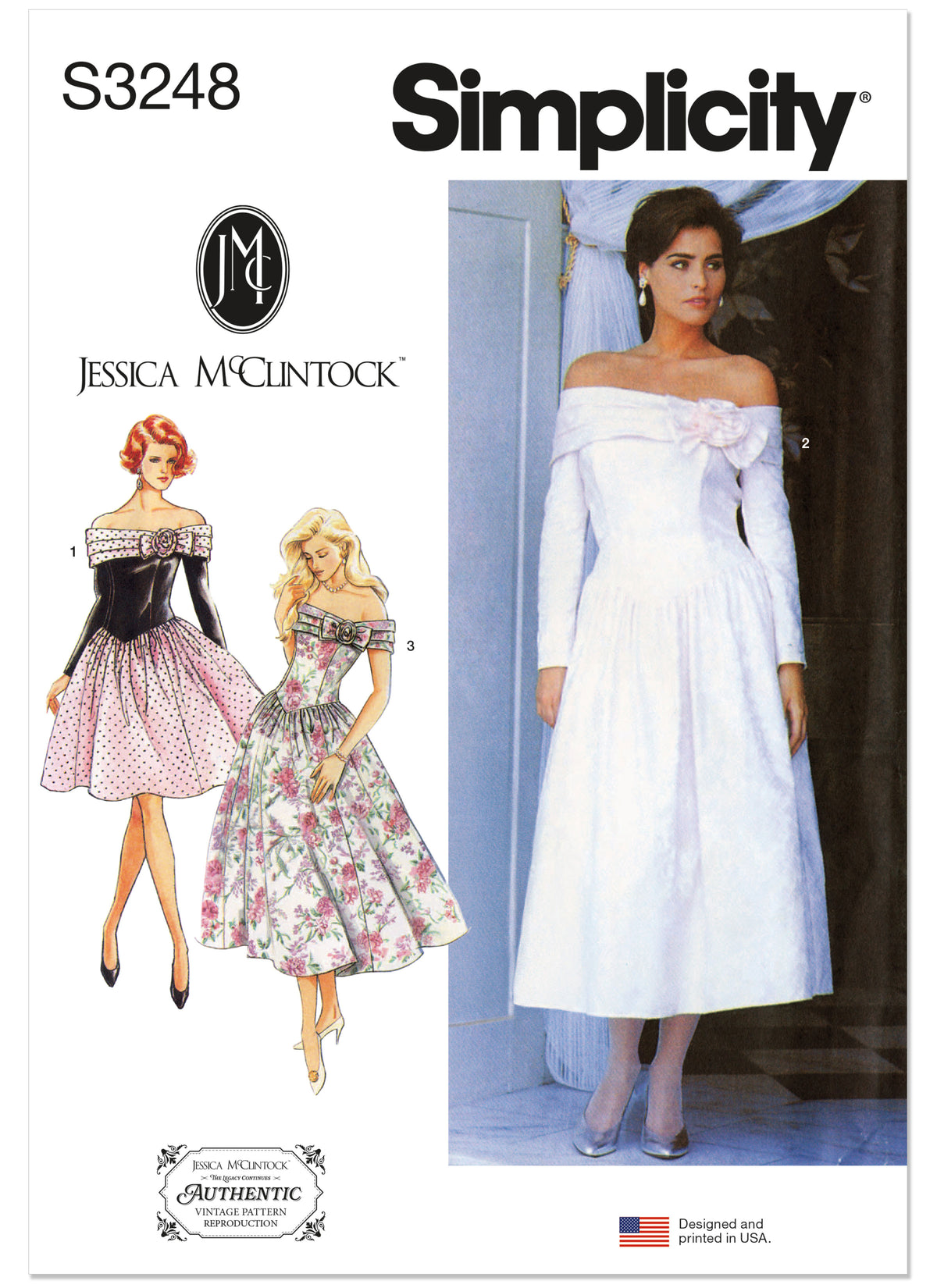 Simplicity S3248 sewing pattern envelope showing a dress