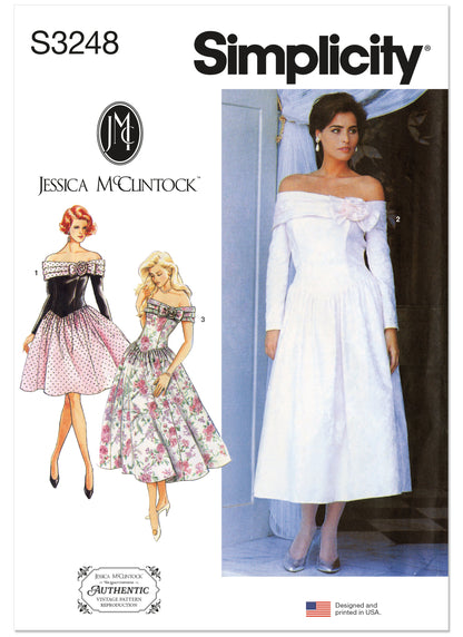 Simplicity S3248 sewing pattern envelope showing a dress